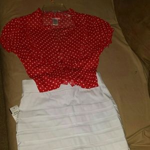!!!! SOLD!!!!! Red and white polkadot sheer top