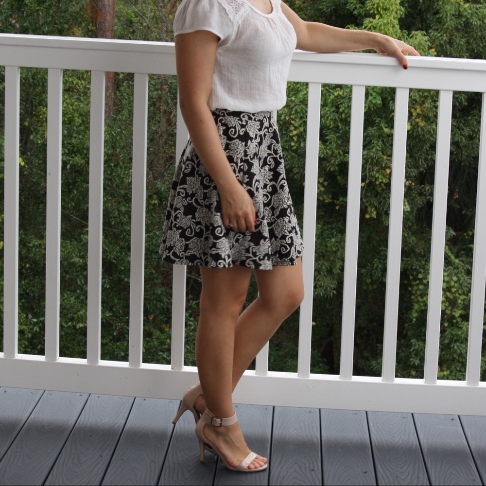 Black Floral Skirt