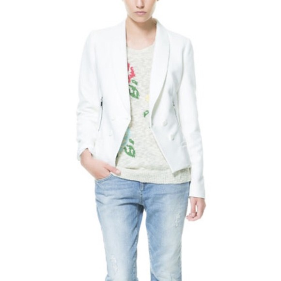 Zara ivory zip blazer