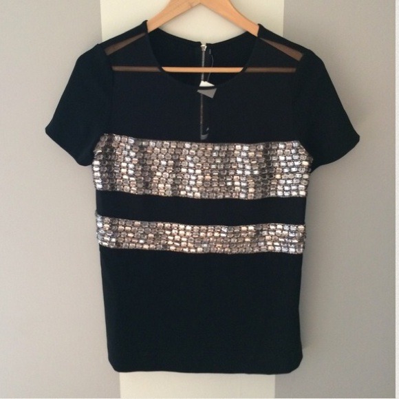 Diane Von Furstenburg DVF Silk Mesh Jewel Tee - Picture 3 of 3