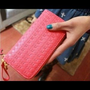 Pink skull wallet/clutch/wristlet