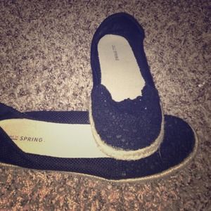 Black crochet slip on shoes
