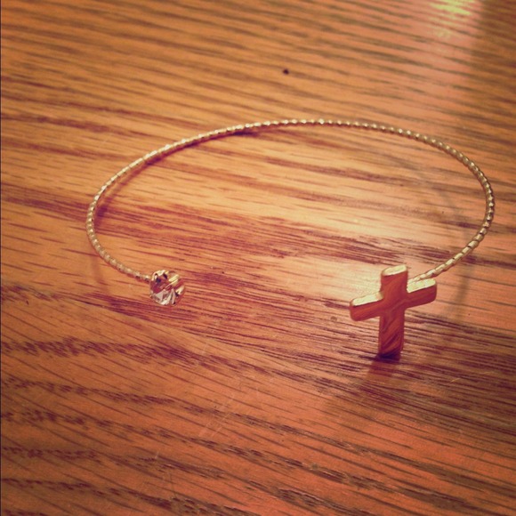 Gold cross cuff bracelet
