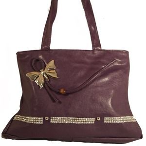 Purple handbag w/ butterfly accent