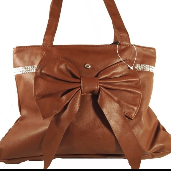 Chocolate brown handbag w/large bow