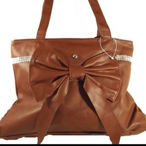 Chocolate brown handbag w/large bow