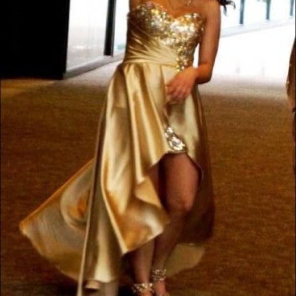 Gold hi low prom dress - Picture 2 of 4