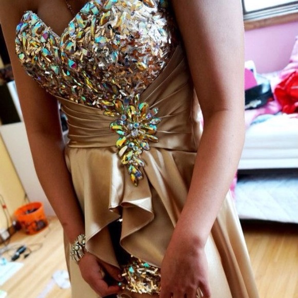 Gold hi low prom dress - Picture 3 of 4