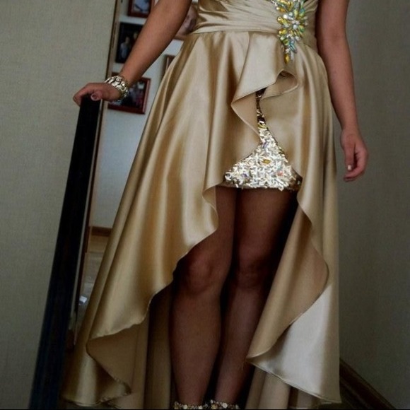 Gold hi low prom dress - Picture 4 of 4