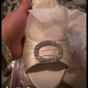 Ivory bridal peep toe with crystal