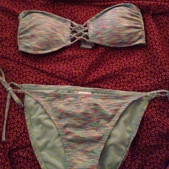 Bando top and tie bottom swim suit