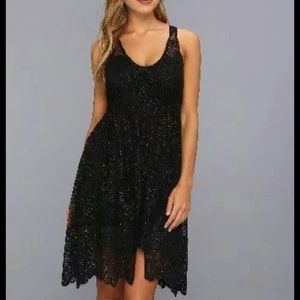 Sold**Free people kristal metallic blacklaceydress
