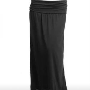 Folded waist Black Maxi skirt