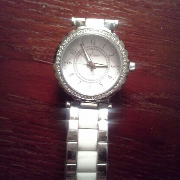 White and silver with rhinestones