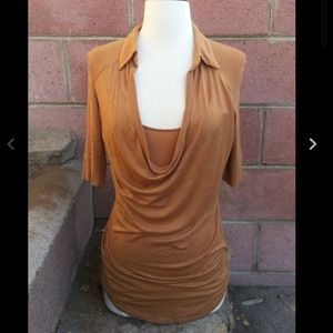 Anthropologie collared cowlneck knit top, Large