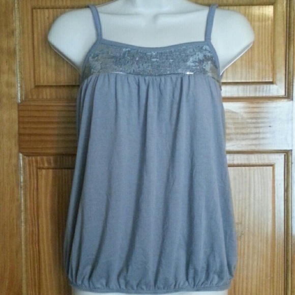 gray sequined bubble top