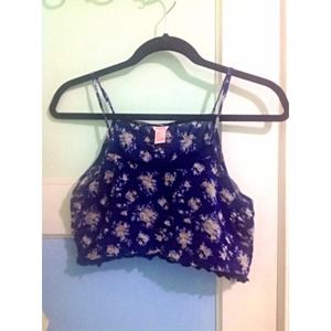 Forever 21 Blue Floral Crop Top