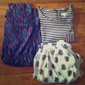 Maison Jules shirt, Aztec dress, H&m skirt