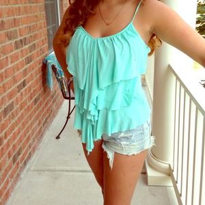 Layered baby blue string top