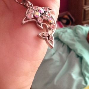 Silver, Crystal, Dolphin necklace