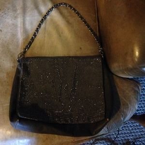 Grey/silver studded faux leather handbag