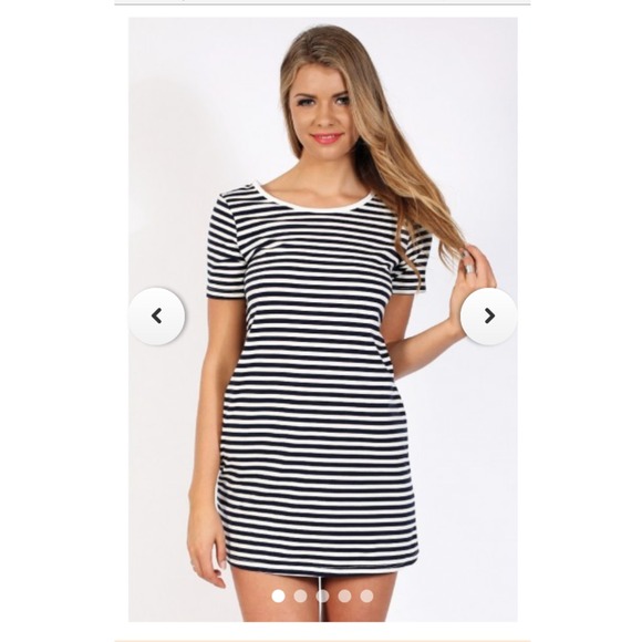 Beginning Boutique Navy&Cream Stripe Harley Dress