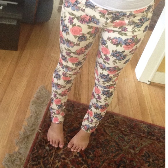 Floral skinny jeans