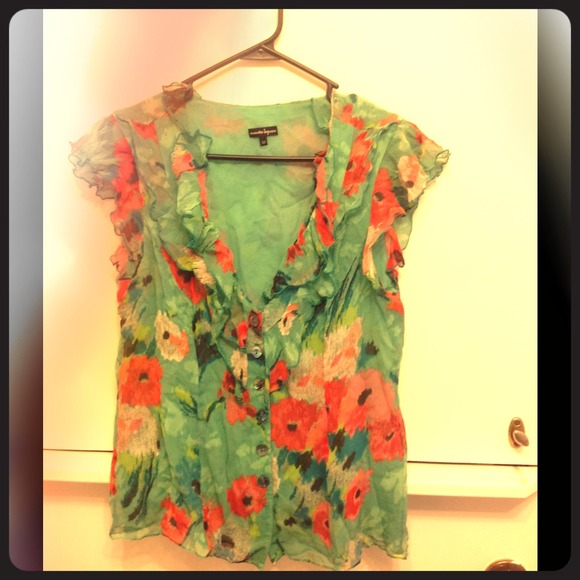 Floral Nanette Lepore Top. 100% Silk.