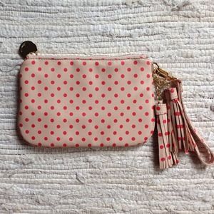 NWOT Deux Lux Pink Polka Dot Wristlet