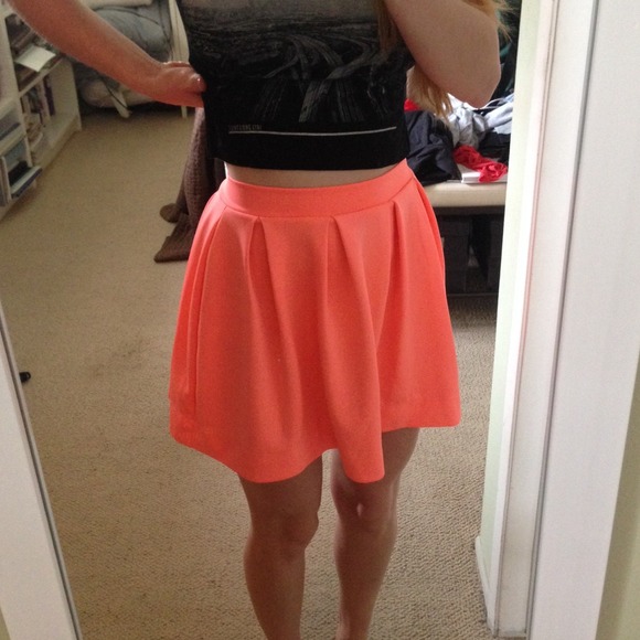 nastygal neon pink circle skirt