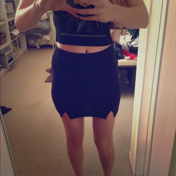 black mini skirt with slits