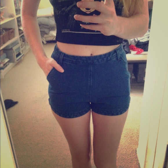 high waisted denim shorts