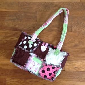 Pink, green, and brown patchwork purse