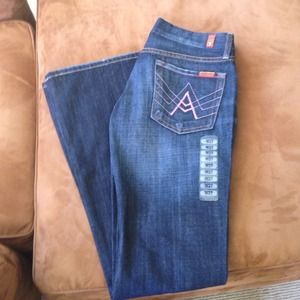 Bundled jeans and earrings