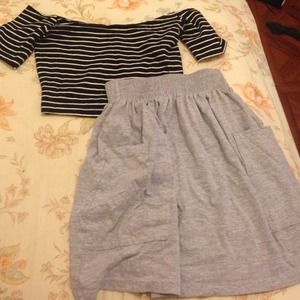 American apparel off the shoulder crop and skirt