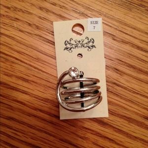 Silver spiral ring with stud