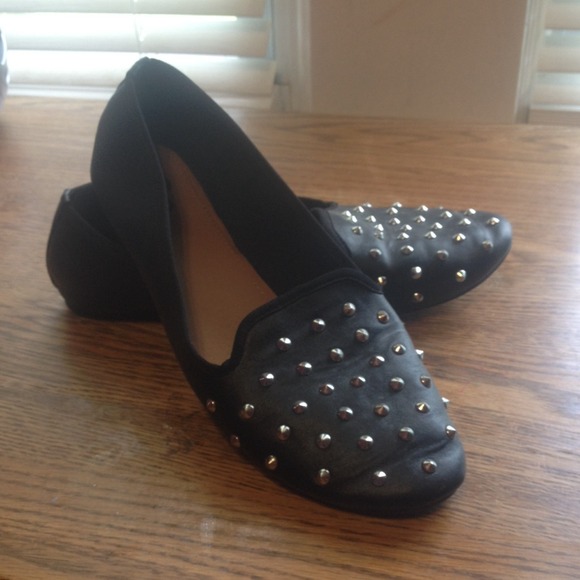 Black studded flats