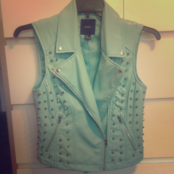 Faux leather studded vest