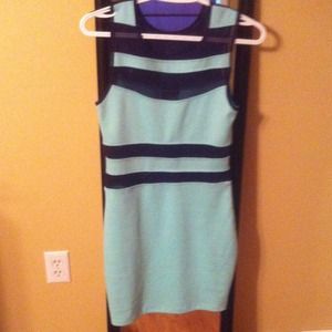 Teal body con dress