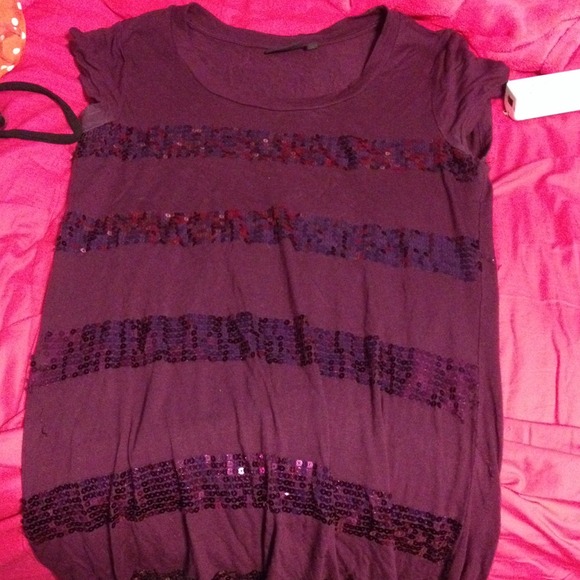 Purple Sequined Striped Tunic