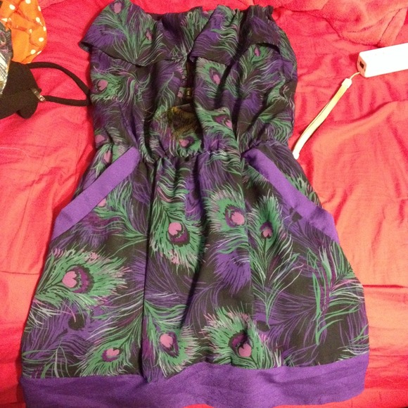 Peacock Strapless Dress