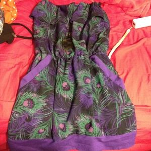 Peacock Strapless Dress