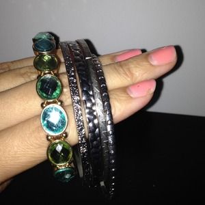 bangles with a blue and green stone bracelet