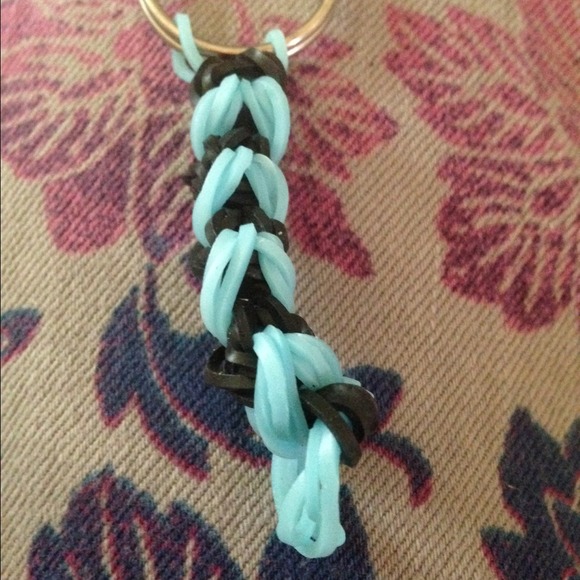 Blue and black key chain.