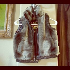 Kids fur and leather vest
