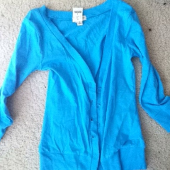 blue button up cardigan