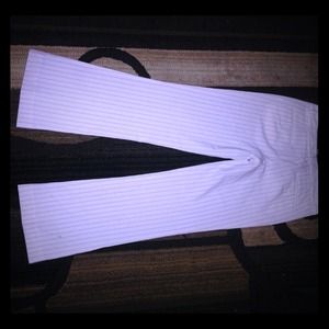 White & black dressy slacks.