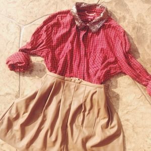 Button down with sequin collar