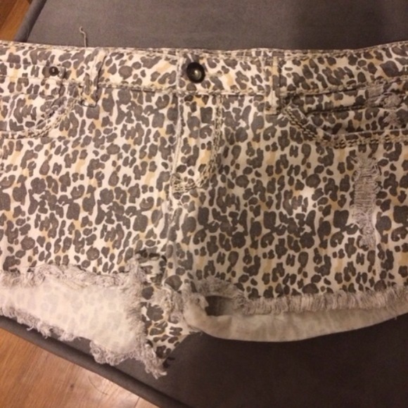 Leopard print fringe summer frayed shorts