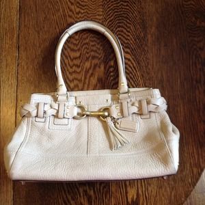 Tan leather coach purse